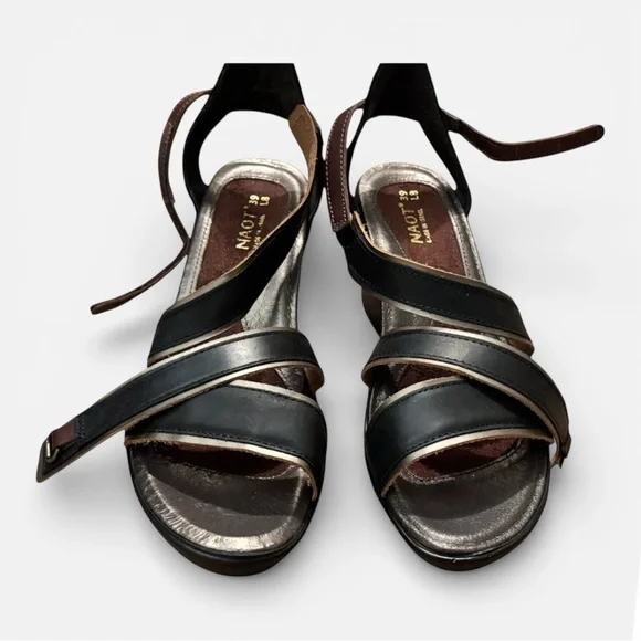 ✨NWOT Naot Gesture Wedge Sandals Women’s Leather 3” Heel Sz 39 US 8 - Picture 8 of 10